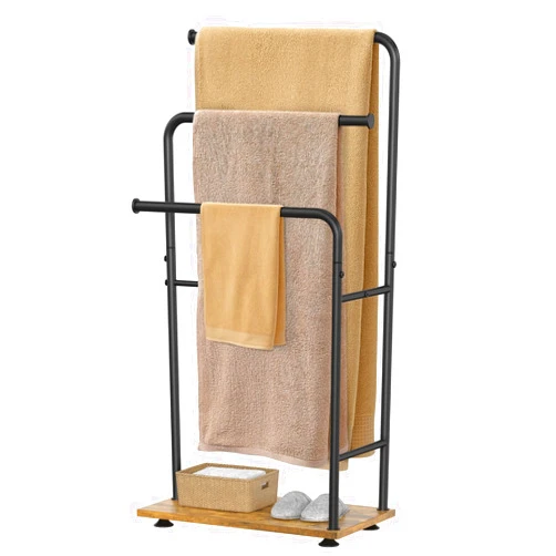 Msoesticc.dl Free Standing Towel Racks for Bathroom, 3 Tier Metal Floor Towel Rack Stand with Base, Decorative Blanket Rack Holder for Bedroom Living Room Laundry Room - 18.1