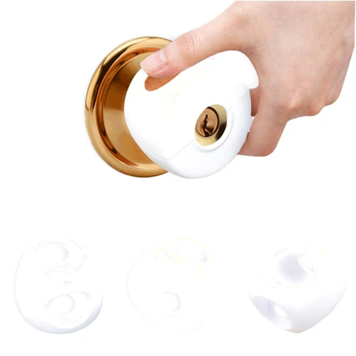 NCGDPZY Child Proof Door Knob Safety Covers - 4 Pack, Easy Install Baby Door Knob Covers for Kids, Durable White PP Material, Fits Most Spherical Door Knobs, Child Safety Products