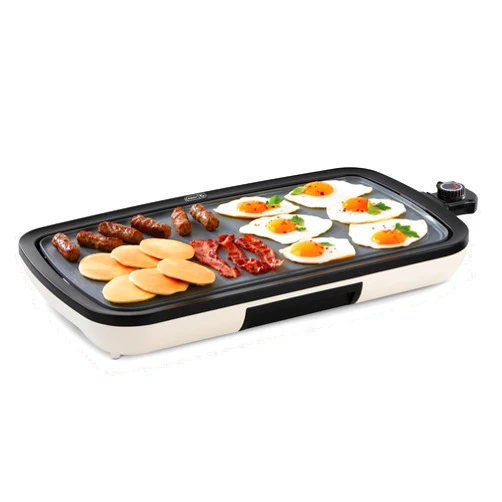 DASH Everyday Ceramic Electric Griddle for Pancakes, Burgers, Quesadillas, Eggs & other on the go Breakfast, Lunch & Snacks with Drip Tray + Included Recipe Book, 20in, 1500-Watt - Cream