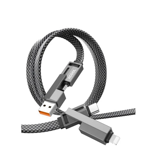 XCOOL USB C Cable, 4-in-1 USB-C Cable (3ft), 100W C to C Cable Fast Charging with Hook-and-Loop Fastener and Cable Management, Universal Charging Cable for MacBook, iPad, iPhone, Samsung, Gray