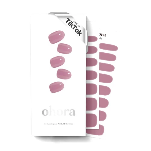 ohora Semi Cured Gel Nail Strips (N Bare Plum) - Purple, Solid, Works with Any UV/LED Nail Lamps, Salon-Quality, Long Lasting, Easy to Apply & Remove - Includes 2 Prep Pads, Nail File & Wooden Stick