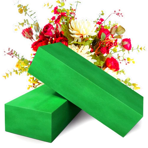Max Shape Pack of 2 Large Size Floral Foam Blocks for Fresh and Artificial Flowers (9” L x 4” W), Wet Florist Foam Blocks for Wedding Holiday Decorations (2 Pack)