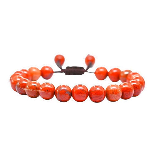 Amazing Gemstone Red Jasper Bracelet for Women Men's Gifts - Protection Healing Crystal Bracelet - 8mm Gemstone Beaded Adjustable Bracelet Pulseras Para Hombres Mujer Stocking Stuffers