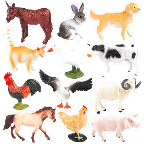 SCAHOW Farm Animal Toys for Kids 3 4 5 6 7 Years Old, 12pcs Realistic Barn Farm Animal Figurines,Educational Poultry Farm Playset for Birthday Gift Cake Topper