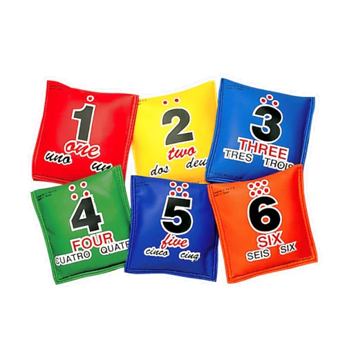Sportime-1004582 Tri-Lingual Numeric Bean Bag Set - Set of 6 - 6 Colors