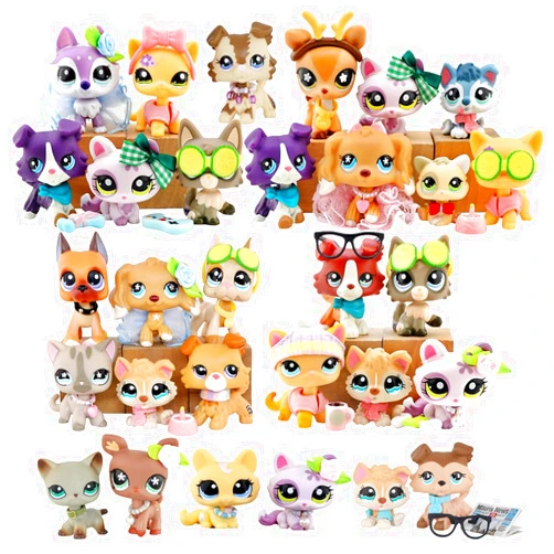TXLDHVAZI Mini Pet Toys Random 5pcs Pets and 15PCS Accessories, Little Animal Toy Cute Collie Short Hair Cat Great Dane Cocker Spaniel Dog and More,Kids Girls Collectible Imagination lps Toys