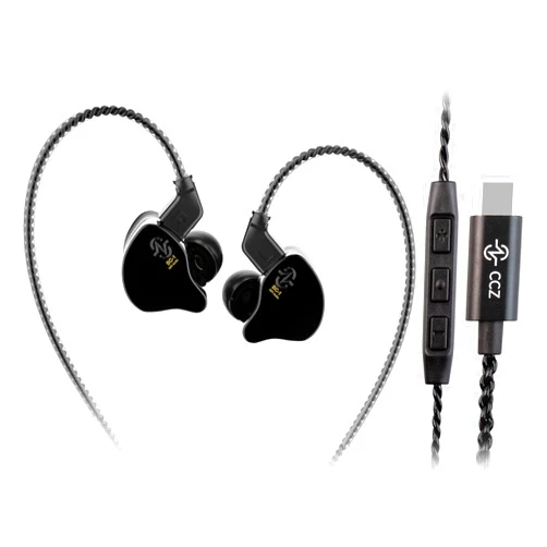 Kinboofi in Ear Monitor CCZ Melody Type-C Headphone, Dynamic Hybrid Dual Driver HiFi Wired Earphones Musicians IEM Upgrade Deep Bass Suitable for Bass Vocals Pop Folk (Melody-Black, with MIC)…