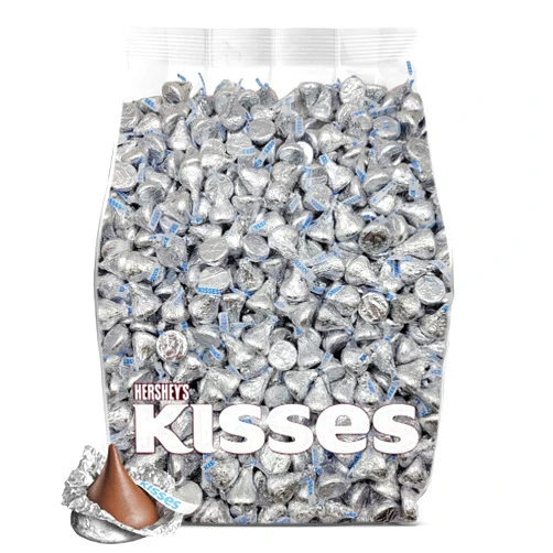 Yummy Chew Hershey Kisses Milk Chocolate Candy - 200 Pieces Hershey Kisses Bulk - Silver Kisses Chocolate Candy Individually Wrapped - Bulk Candy for Party Favors, Snacking and Sharing - 2 Pounds