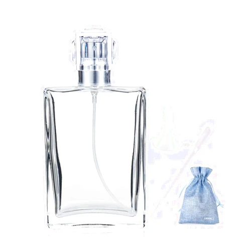 JJKMALL 100ML 3.4oz Glass Spray Bottles for Essential Oils, Perfumes, Empty Clear Mist Spray Bottle with - (1Pack) 1pc Funnel Filler 1PC 3ml Dropper 1pc Storage Gift Bag