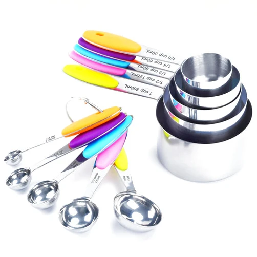 LYFJXX Measuring Cups and Spoons Set of 10 Piece, 18/8 Stainless Steel Nesting Measuring Cups Set for Cooking, Measuring Spoons Set
