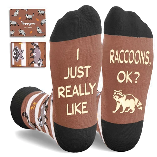 HAPPYPOP Funny Socks for Men Women - Dinosaur Monkey Octopus Raccoon Bee Penguin Lover Gifts