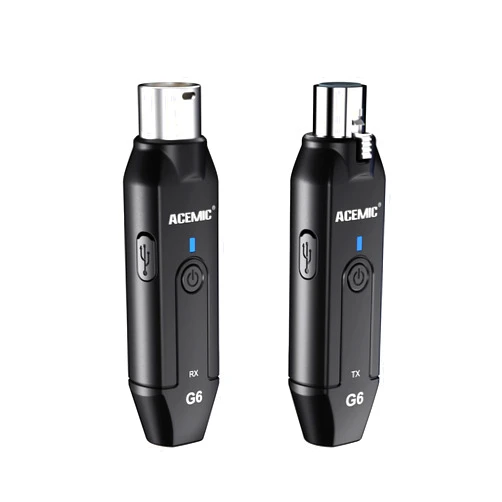 ACEMIC 2.4G Wireless Microphone Audio Transmitter and Receiver System Plug-on XLR Mic Adapter 6 Channels for Dynamic Mic, Audio Mixer, PA System, G6