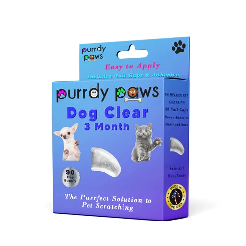 Purrdy Paws 3 Month Supply Soft Nail Caps for Dog Claws Clear XXL