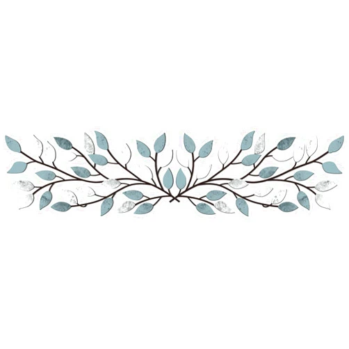 Hotop 2 Pieces Metal Tree Leaf Wall Decor Vine Olive Branch Leaf Wall Art Wrought Iron Scroll Sculptures Above the Bed, Living Room, Outdoor Decoration (Fresh Color,Fresh Style)