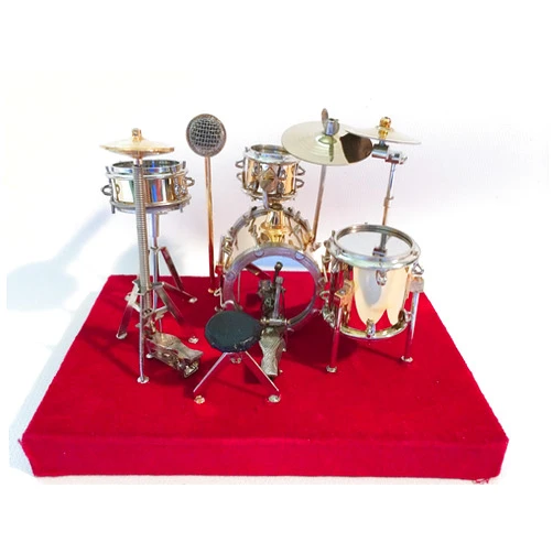 Broadway Gifts Miniature Instrument Gold Drum Set 5.25
