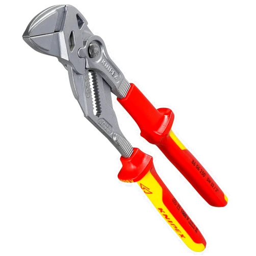 Knipex Pliers Wrench pliers and a wrench in a single tool chrome-plated, insulated with multi-component grips, VDE-tested 250 mm 86 06 250