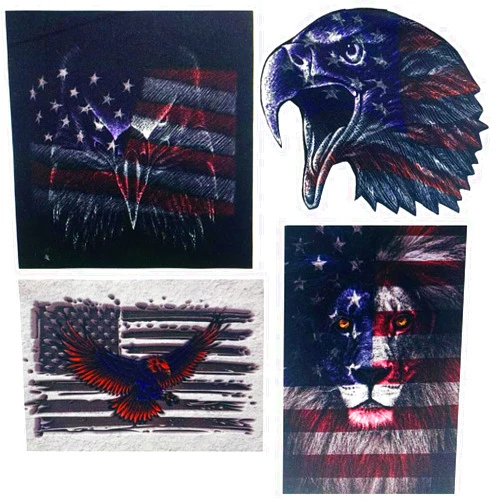 Addones 4Pcs Latest Version Iron On Sew On Multifunctional Patch,Lion and Eagle with Flag of The United States Patch, Brighter Colors and More Realistic Patterns Than Traditional Embroidery Patch