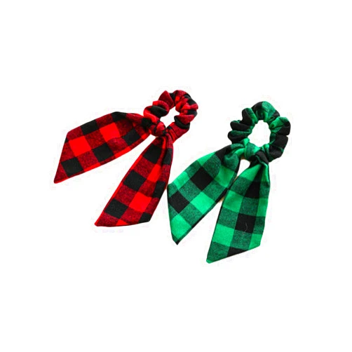 BBTDIN Christmas Plaid Hair Scrunchies Bow Checkered Plaid Hair Tie Rope Christmas Buffalo Plaid Hair Scrunchy BHC60 (B3-Green Red)