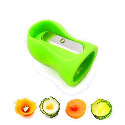 KeepingcooX Easy Carrot Cucumber Spiral Curler Sharpener Crinkle Cutter Stainless Steel Carrot Flower Salad Decorating Maker Peeler for Fruits and Vegetable, Mini Funnel Spiral Slicer with Non-Slip Salient Point,