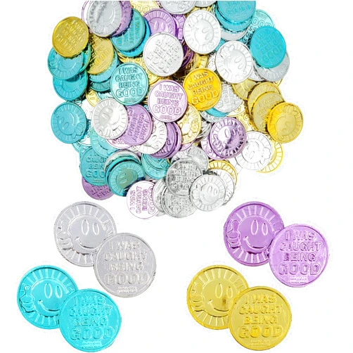 The Dreidel Company Plastic Coins, I was Caught Being Good, Educational & Classroom Learning Activities Party Favor (50-Pack)