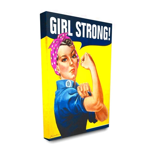 Stupell Industries Girl Strong Vintage Woman Poster, Design by RetroRocket Wall Art, 16 x 20, Canvas