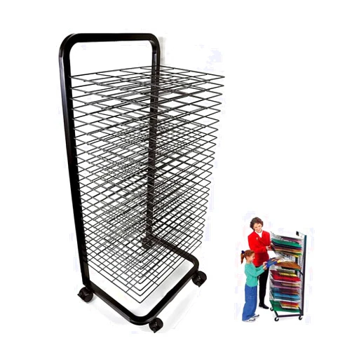 YSCMX Art Drying Rack, 3 Sizes Mobile Art Drying Rack with Wire Shelves for Works of Art, Black Powder Coated Finish, Art Rack Storage Organizer on Wheels，Ideal for Education Schools and Art Clubs