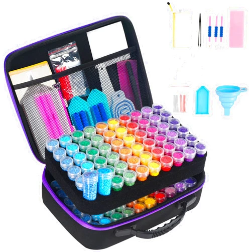 Douorgan Diamond Painting Storage Containers 120 Slots Diamond Painting Accessories and Tools Portable Diamond Painting Organizer Shockproof Diamond Art Storage Case Beads Storage Box(120 Slots)