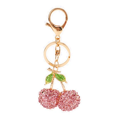 Pssopp Rhinestone Keychain Cherry Key Ring Rhinestones Stylish Pendant Cute Fashion Hanging Pendants for Car Purse Backpack