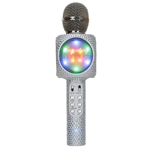 Wireless Express Sing-Along Bling Bluetooth Karaoke Microphone and Bluetooth Stereo Speaker All-in-One (Silver Bling)