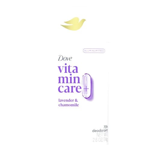 Dove VitaminCare+ Aluminum Free Deodorant Stick Lavender & Chamomile for 72H Odor Protection, Breathable Deodorant for Women 2.6 oz