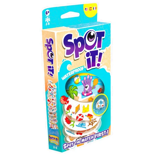 Zygomatic Spot It! Waterproof (2024 Refresh) - Eco-Blister Edition, 5-in-1 Visual Perception Game for Quick Reflexes and Family Fun, Ages 6+, 2-8 Players, 10 Minute Playtime, Made