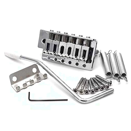 SAPHUE 52.5mm Guitar Stratocaster Tremolo Bridge Set for Fender Strat Squier Electric Guitar Replacement (Chrome, 52.5mm)