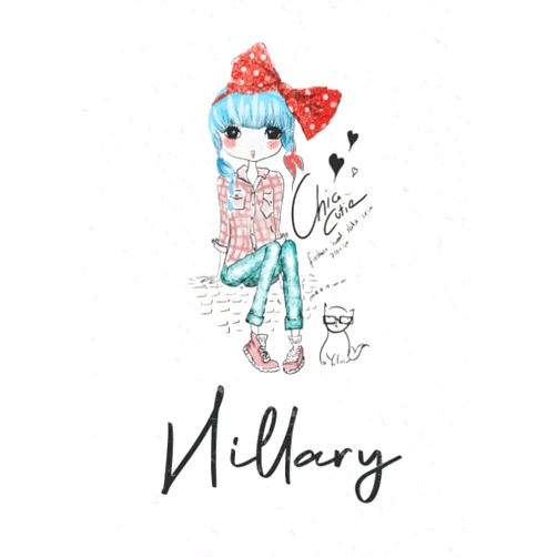 Ann US Miya Publishing Hillary: Notebook A5 | Personalized name Hillary | Birthday gift for women, girl, mom, sister, daughter | Cover: Fashion girl with cat | 120 lined pages journal, small size A5 (ca. 6 x 9 inches)