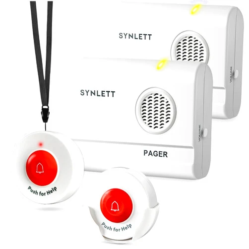 SYNLETT Caregiver Pager Call Button Wireless Call Bell Alert Buttons for Patients Elderly Seniors Home Portable Nurse Call System Bed Alarm Fall Prevention Emergency