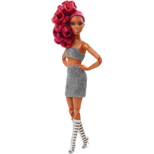Barbie Signature Looks Doll (Petite, Red Hair) Fully Posable Fashion Doll Wearing Glittery Crop Top & Skirt, Gift for Collectors,Multi