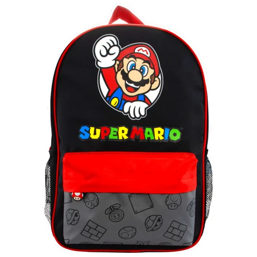 Super Mario Backpack | Boys School Bag | Boys Back Pack | Black One Size, smbp2909