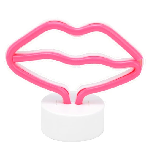 Tbest Lips Shaped Neon Signs,Lip Shaped LED Neon Signs with Stand USB Powered Neon Light Lamp for Baby Room Party