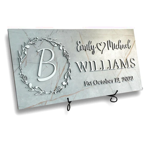 Aydan's unique finds Personalized Monogrammed Family Name Sign with Couple Names, Marble Look Wood Sign, Personalized Wedding Gift, Modern Established Date Wall Decor, Anniversary of Housewarming 23x10