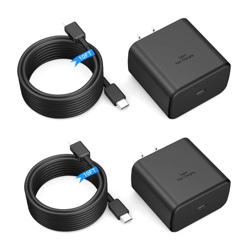 YURCIPWE 45w Super Fast Charger Type C, USB C Wall Charger for Samsung Galaxy S24 Ultra/S24+/S24/S23Ultra/S23+/S23/S22 Ultra/S22+/S22/S21/S20/S10/S8+/S8/Note 20/Note 10 with 10FT Cable, 2Pack