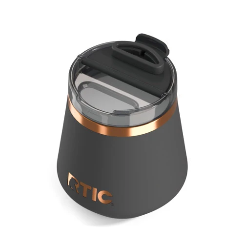 RTIC Happy Hour 8oz Lowball Tumbler with Lid, Ceramic Lined, Insulated, Stainless Steel Metal, Portable Travel Cup for Hot and Cold Drink, Light Black