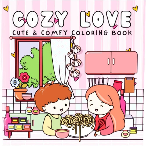 Charme Calme Cozy Love: Coloring Book for Adults and Teens Featuring Cute Couple in Bold and Easy Designs for Relaxation and Stress Relief