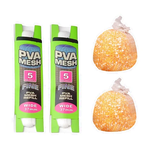 PINGTANYOUYU 2 Pcs 37mm PVA Carp Fishing Meshs Refill Bait Bags Stocking Rigs Water Soluble Bait Wrap Bags for Carp Bait