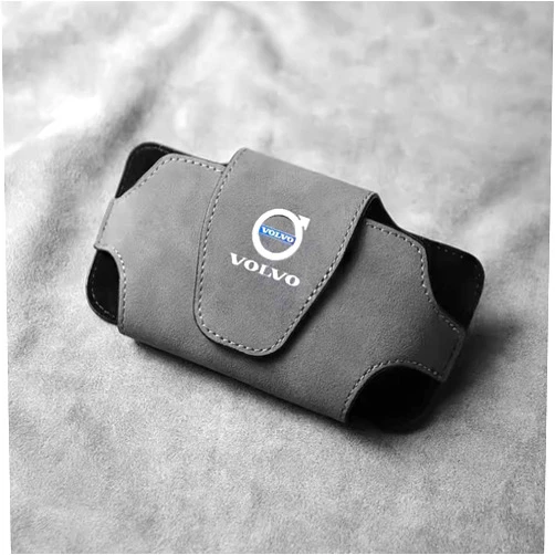 SXTYXCLGS Auto Eyeglasses Organizer Box, Car Sunglasses Holder,Car Glasses Holder Clip for Volvo S90 S60 XC60 XC40 XC90 V40 V60 S60 S80, Magnetic Leather Eyeglass Hanger Clip for Car Sun Visor, Grey