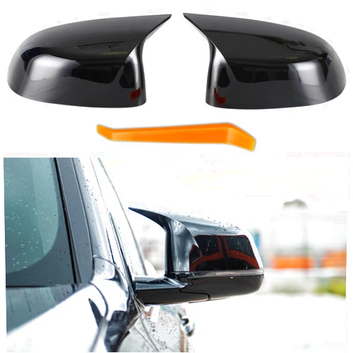 Qlhshop M Sport Side Mirror Covers Cap Replacement for 2018-2024 BMW X3 G01 G08 X4 G02 X5 G05 X6 G06 X7 G07 Car Mods Exterior Accessories Passenger Driver View Mirror Parts, Piano Black - 1 Pair