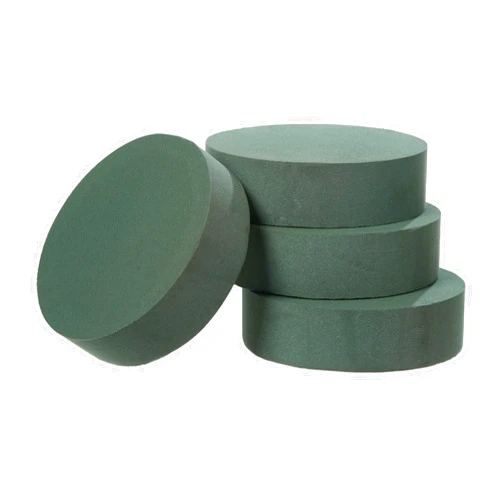 Crafare 4x1.7 Inch Round Floral Foam Blocks Wet Foam Bricks for Fresh and Artificial Flower Arrangements Wedding Centerpiece Party Home Decoration Pack of 4, Green