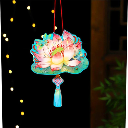 GINTBN Mid Autumn Festival Lantern, DIY Handmade Chinese Lantern with LED Light, Handheld Paper Lantern Cute Bunny Ornament for Holiday Decor,Mooncake Festival,Party