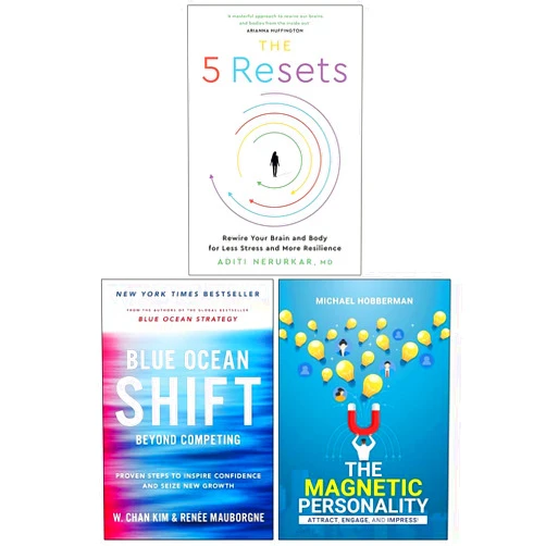 By Dr Aditi Nerurkar (Author), W. Chan Kim Renee Mauborgne (Author), Michael Hobberman (Author) & 0 more The 5 Resets, Blue Ocean Shift & The Magnetic Personality 3 Books Collection Set