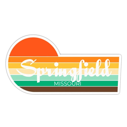 R and R Imports Springfield Missouri 2 x 1.25 Inch Sticker Retro Vintage Sunset City 70s Aesthetic Design
