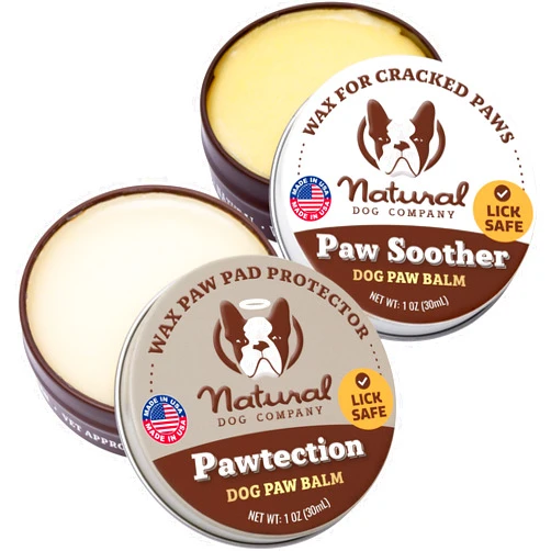 Natural Dog Company PAWDICURE Bundle, Paw Soother + PawTection Dog Paw Balms, Protect and Heal Dry, Cracked Dog Paw Pads, Organic, All Natural Ingredients, 1oz Tins