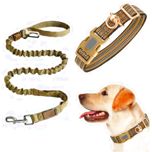 TruBest™ Dog Collar and 6Ft Leash for Medium Large Dogs Adjustable Soft Nylon Adjustable Training Collars with Heavy Duty Metal D Ring Tangle Free 6Ft Nylon Leash(Large)
